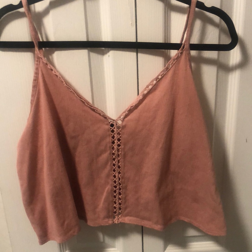 Pale pink spaghetti strap crop top